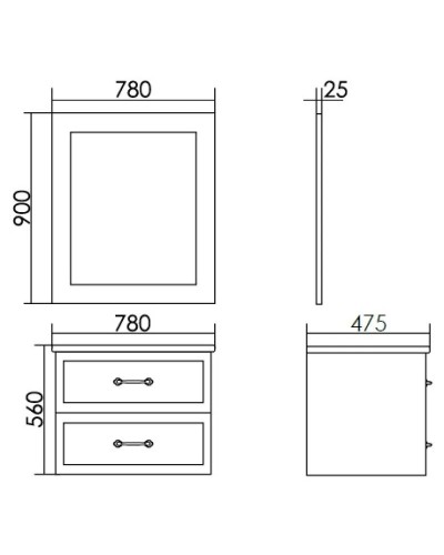 Тумба с раковиной белый матовый серебряная патина 78 см Atoll Валери