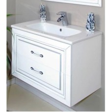 Тумба с раковиной белый матовый серебряная патина 78 см Atoll Валери