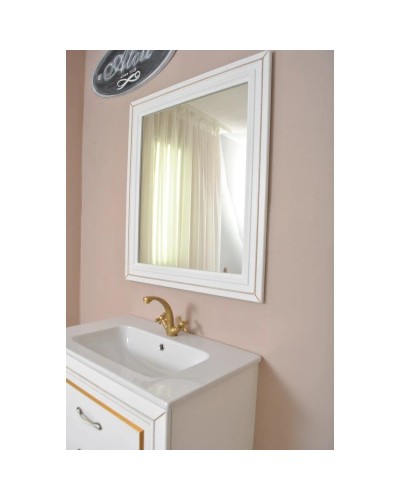 Тумба с раковиной белый матовый золотая патина 78 см Atoll Валери