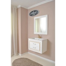 Тумба с раковиной белый матовый золотая патина 78 см Atoll Валери