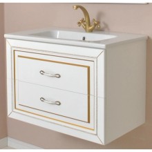 Тумба с раковиной белый матовый золотая патина 78 см Atoll Валери