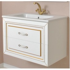 Тумба с раковиной белый матовый золотая патина 78 см Atoll Валери