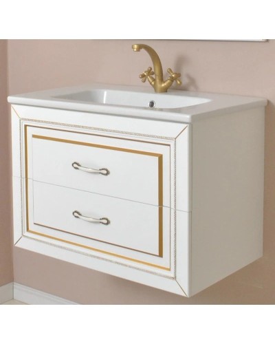 Тумба с раковиной белый матовый золотая патина 78 см Atoll Валери