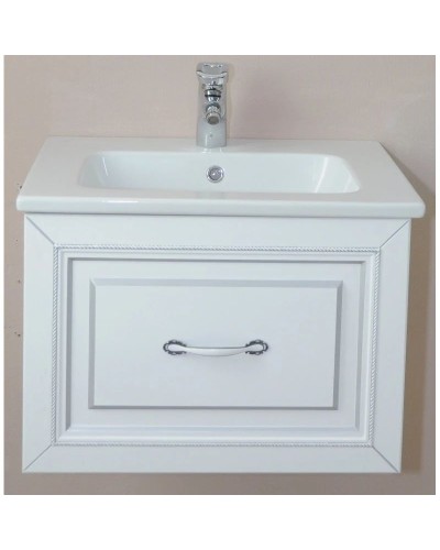 Тумба с раковиной белый матовый серебряная патина 60,5 см Atoll Валери