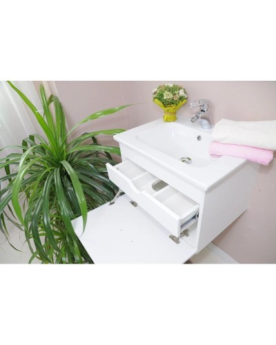 Тумба с раковиной белый матовый серебряная патина 60,5 см Atoll Валери