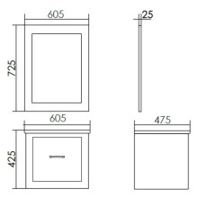 Тумба с раковиной белый матовый золотая патина 60,5 см Atoll Валери