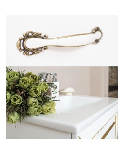 Тумба с раковиной белый матовый золотая патина 60,5 см Atoll Валери