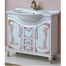 Тумба с раковиной белое дерево медная патина 88 см Atoll Барселона