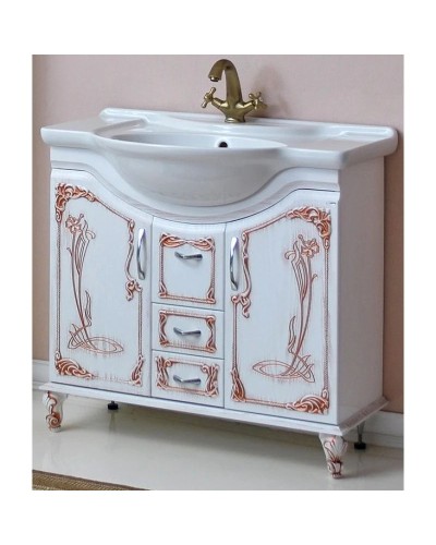 Тумба с раковиной белое дерево медная патина 88 см Atoll Барселона