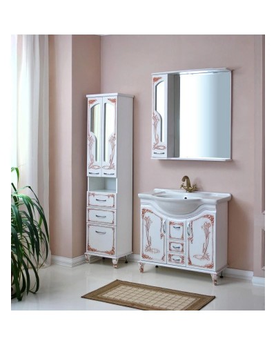 Тумба с раковиной белое дерево медная патина 88 см Atoll Барселона