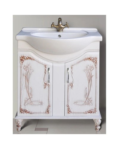 Тумба с раковиной белое дерево медная патина 77,5 см Atoll Барселона