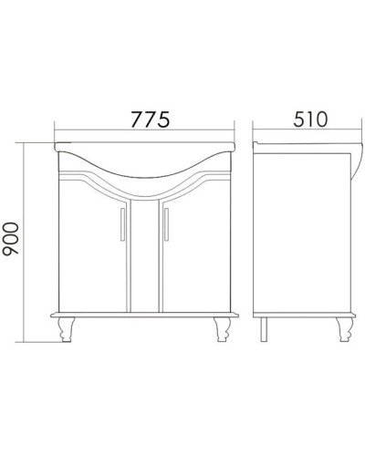 Тумба с раковиной белое дерево медная патина 77,5 см Atoll Барселона