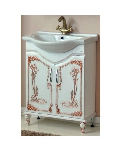 Тумба с раковиной белое дерево медная патина 66,5 см Atoll Барселона