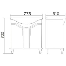 Тумба с раковиной белый глянец 77,5 см Atoll Барселона