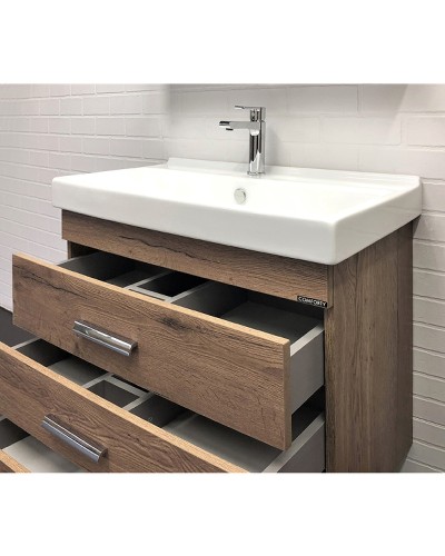 Тумба с раковиной Comforty Никосия 80Н 00-00007621 Дуб темный