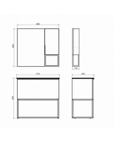 Тумба с раковиной Comforty Равенна Лофт 90 00-00006655 Дуб темно-коричневый