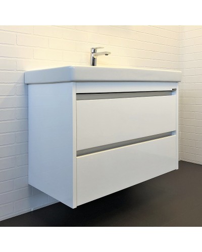 Тумба с раковиной Comforty Дублин 90 00-00005213 подвесная Белая глянцевая