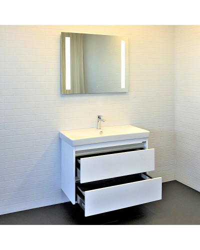 Тумба с раковиной Comforty Дублин 90 00-00005213 подвесная Белая глянцевая