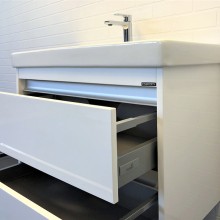 Тумба с раковиной Comforty Дублин 90 00-00005213 подвесная Белая глянцевая