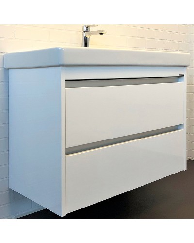 Тумба с раковиной Comforty Дублин 90 00-00005213 подвесная Белая глянцевая