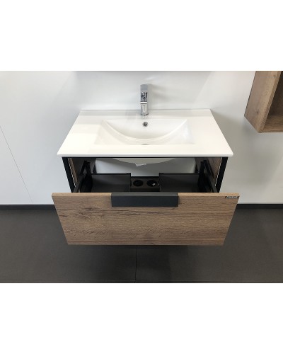 Тумба с раковиной Comforty Бонн 75 00-00006487 подвесная Дуб темный