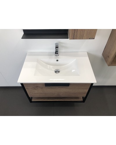 Тумба с раковиной Comforty Бонн 75 00-00006487 подвесная Дуб темный
