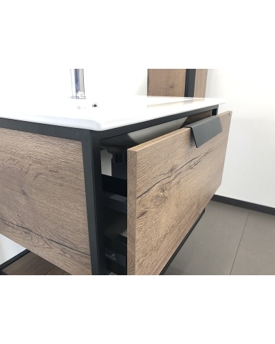 Тумба с раковиной Comforty Бонн 75 00-00006487 подвесная Дуб темный