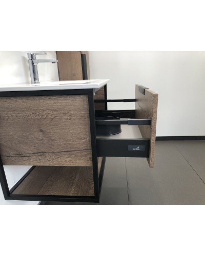 Тумба с раковиной Comforty Бонн 75 00-00006487 подвесная Дуб темный