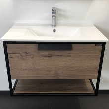 Тумба с раковиной Comforty Бонн 75 00-00006487 подвесная Дуб темный