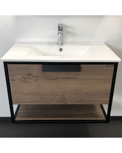 Тумба с раковиной Comforty Бонн 75 00-00006487 подвесная Дуб темный