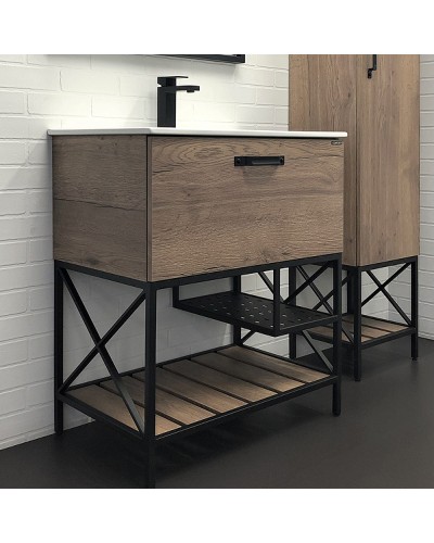 Тумба с раковиной Comforty Бредфорд 75 00-00008074 Дуб темный