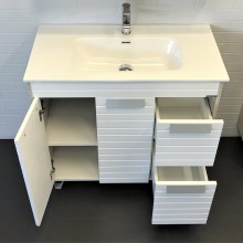 Тумба с раковиной Comforty Клеон 90Н 00-00004757 Белая Дуб дымчатый