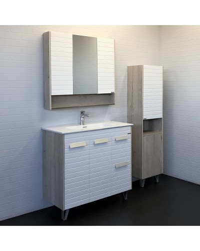 Тумба с раковиной Comforty Клеон 90Н 00-00004757 Белая Дуб дымчатый