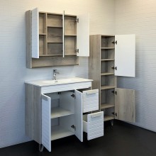 Тумба с раковиной Comforty Клеон 90Н 00-00004757 Белая Дуб дымчатый