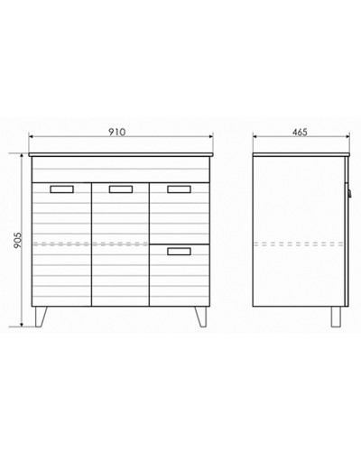 Тумба с раковиной Comforty Клеон 90Н 00-00004757 Белая Дуб дымчатый
