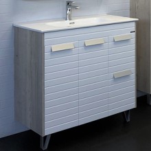 Тумба с раковиной Comforty Клеон 90Н 00-00004757 Белая Дуб дымчатый