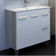 Тумба с раковиной Comforty Клеон 90Н 00-00004757 Белая Дуб дымчатый