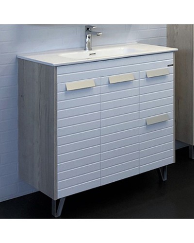 Тумба с раковиной Comforty Клеон 90Н 00-00004757 Белая Дуб дымчатый