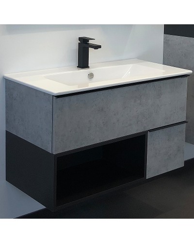 Тумба с раковиной Comforty Франкфурт 90 00-00007342 подвесная Бетон светлый