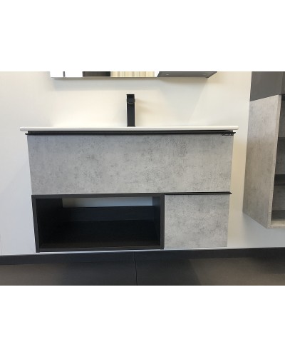 Тумба с раковиной Comforty Франкфурт 90 00-00007342 подвесная Бетон светлый