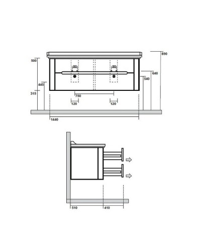 Тумба под раковину Kerasan Waldorf 144 925446 подвесная Noce
