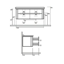 Тумба под раковину Kerasan Waldorf 144 925431 подвесная Nero matt