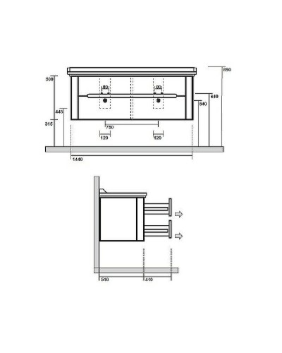Тумба под раковину Kerasan Waldorf 144 925431 подвесная Nero matt