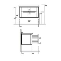 Тумба под раковину Kerasan Waldorf 94 925546 подвесная Noce