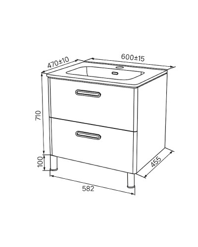 Тумба с раковиной Iddis Brick 60 BRI60WFi95K Белая