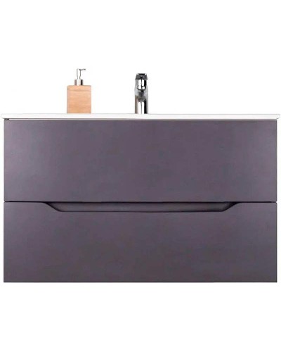 Тумба с раковиной Orange Line 100 Li-100Tug+Ra подвесная Графит матовый