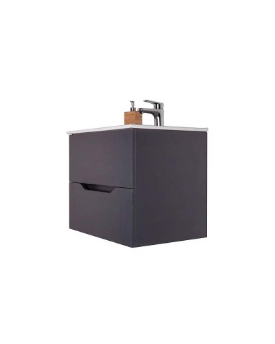 Тумба с раковиной Orange Line 100 Li-100Tug+Ra подвесная Графит матовый