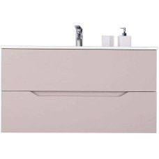 Тумба с раковиной Orange Line 100 Li-100TuL+Ra подвесная Латте матовый