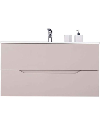 Тумба с раковиной Orange Line 100 Li-100TuL+Ra подвесная Латте матовый