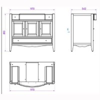 Тумба с раковиной TW Veronica Nuovo 105 VER6105-V+AR874bix1 Vintage
